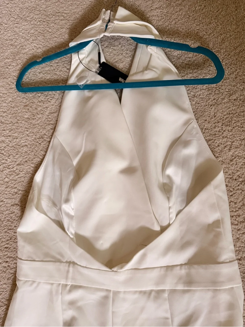 Fashion Nova Cream Halter Double-Breasted Wide-Leg Jumpsuit - Picture 6 of 9